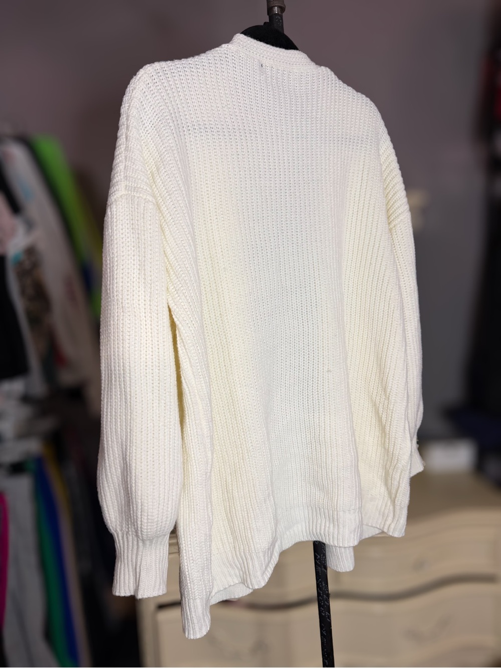 Amazon Cream Open-Front Ribbed Cardigan - Picture 3 of 3